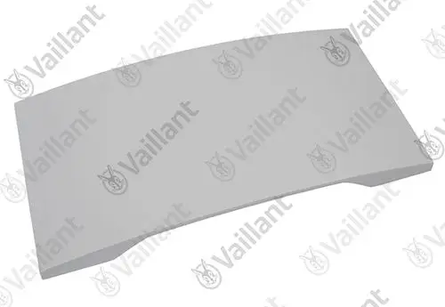 Vaillant Frontdeckel in schlichter Form, grau, mit abgerundeten Kanten, zur Abdeckung eines Heizungsmodells, auf neutralem Hintergrund.
